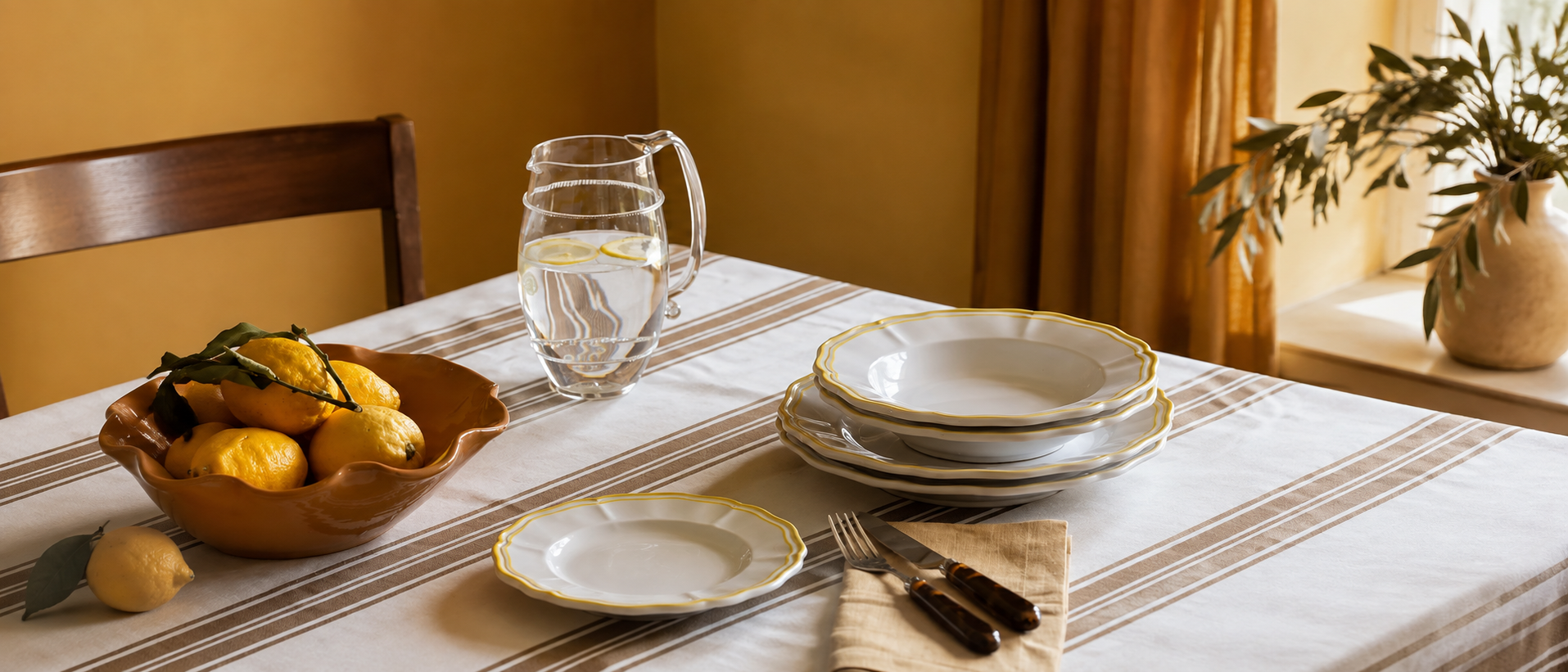 Tableware arranged for everyday dining